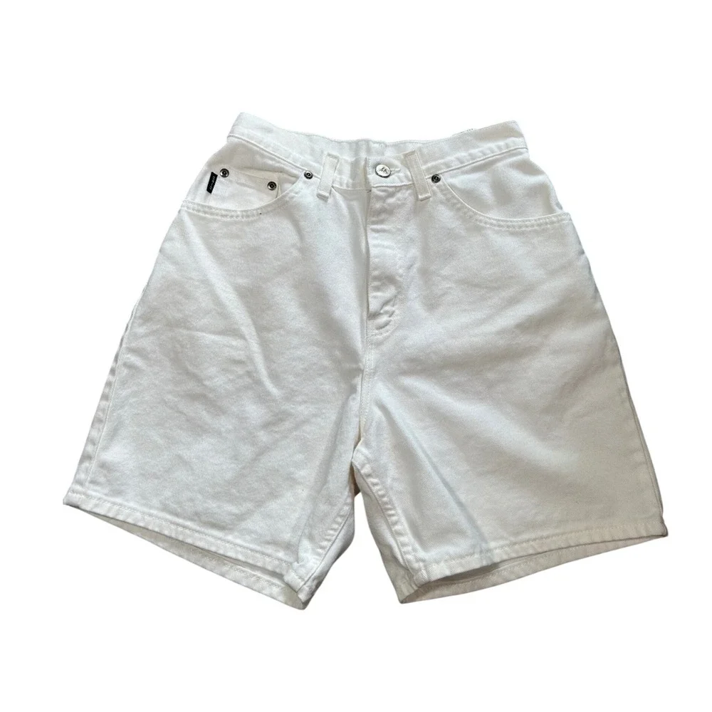 Chic Vintage White High Waisted Denim‎ Shorts Costal 6 100% Cotton 90s Retro
